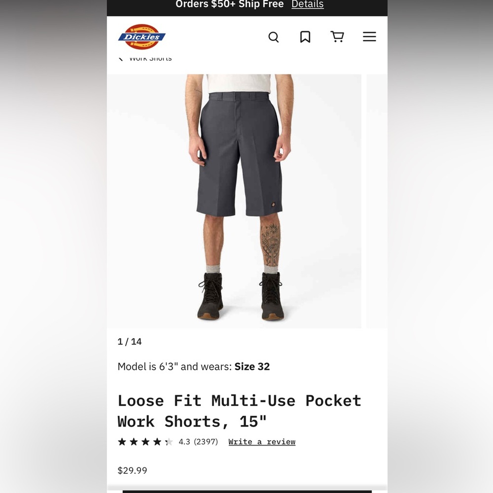Dickies Gray Flat Front Shorts